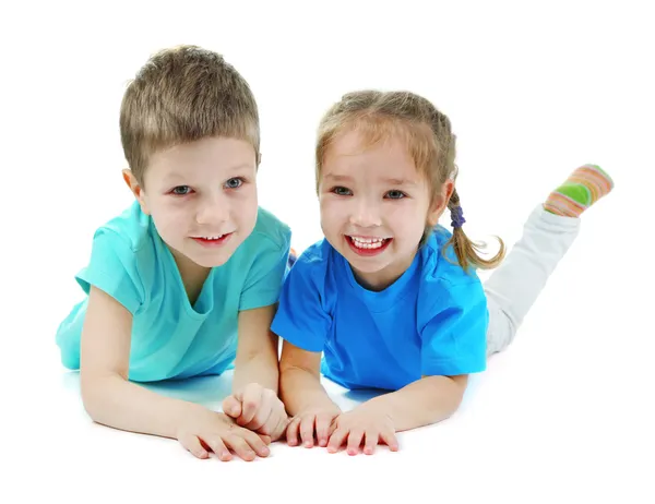 Little children isolated on white — Stock Photo, Image