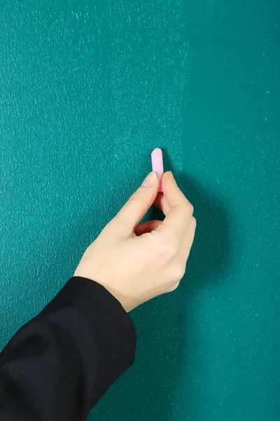 Hand writing on blackboard in class room — Stock Photo, Image