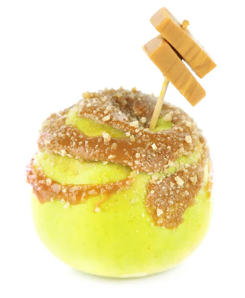 Homemade taffy apple, isolated on white — Stock Photo, Image
