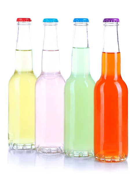 Drinks in glass bottles isolated on white Stock Image