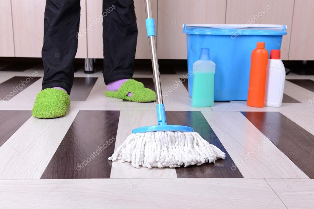 House cleaning with mop