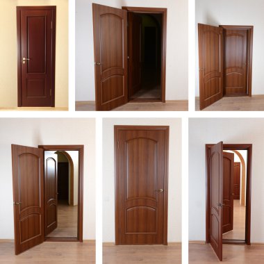 Collage of wooden doors clipart