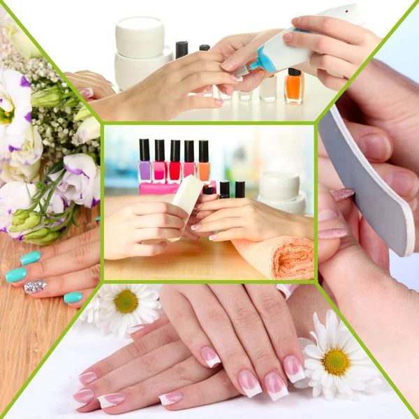 Collage van mooie vrouw manicure — Stockfoto