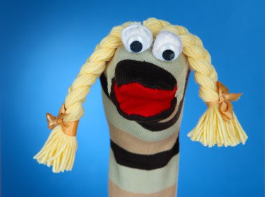 şirin çorap kukla mavi zemin üzerine