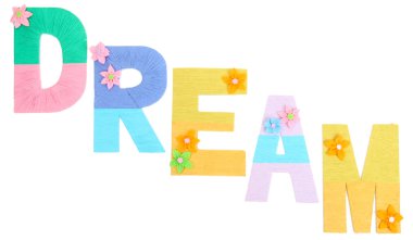 parlak renkli örgü Bahçe beyaz izole ile oluşturulan word rüya