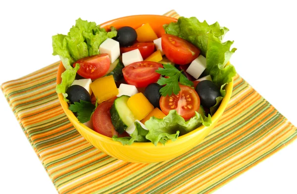 Tasty Greek salad isolated on white — Stock Photo, Image