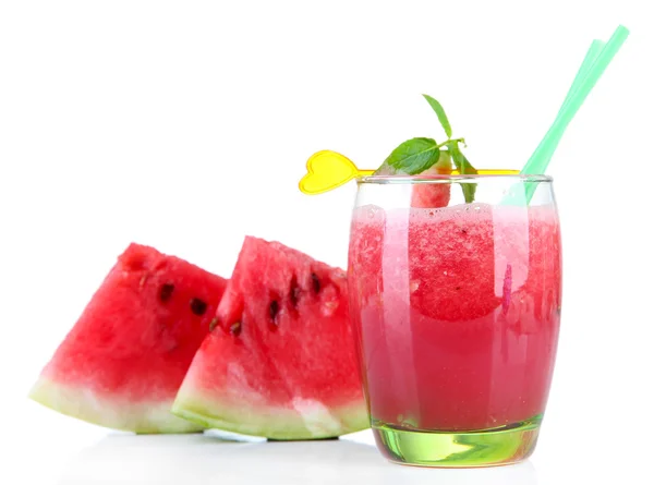 Glass of fresh watermelon juice, isolated on white — Stock Photo, Image
