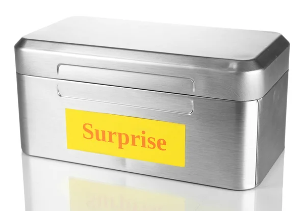 Silvery box with surprise — Stock Photo, Image