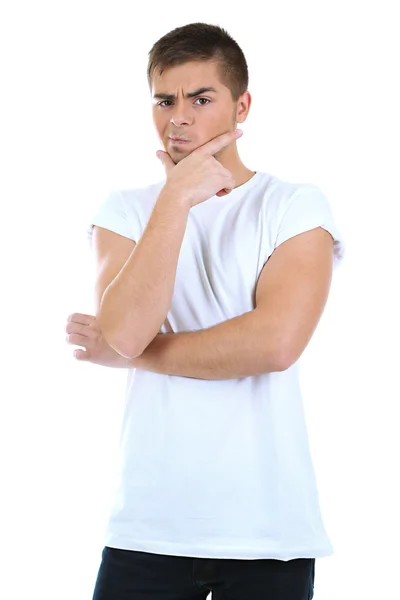 Beau jeune homme isolé sur blanc — Photo