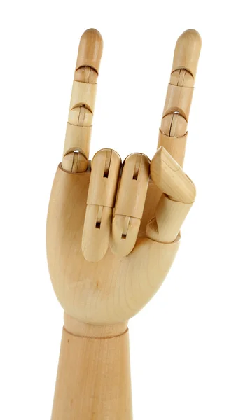 Wooden hand isolated on white — Stock Photo, Image