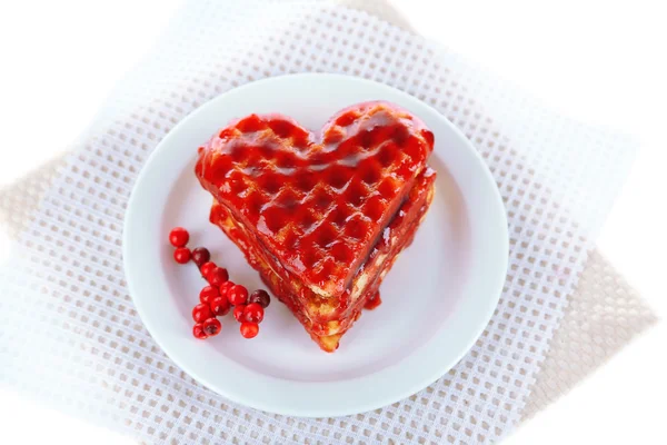 Zoete België wafels met jam, geïsoleerd op wit — Stockfoto