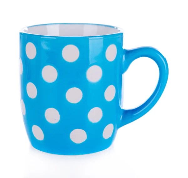 Color polka dot mug isolated on white — Stock Photo, Image