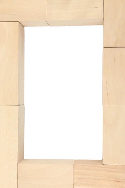 Drewniane bloki zabawek izolowane na biało — Zdjęcie stockowe