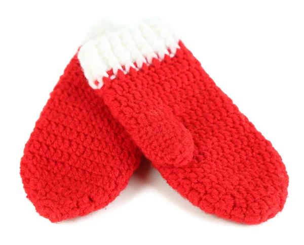 Red winter mittens isolated on whited — Stock Photo, Image