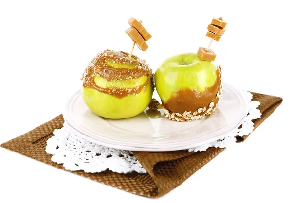 Domowe taffy jabłka, na białym tle — Zdjęcie stockowe