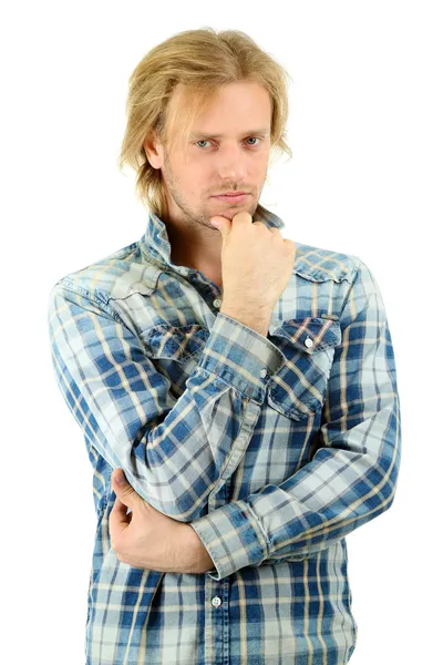 Guapo joven aislado en blanco — Foto de Stock