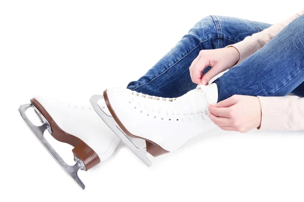 Skater wearing skates isolated on white — Stock Photo, Image