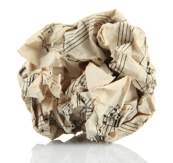 Zerknüllte Papierkugel isoliert auf weiß — Stockfoto