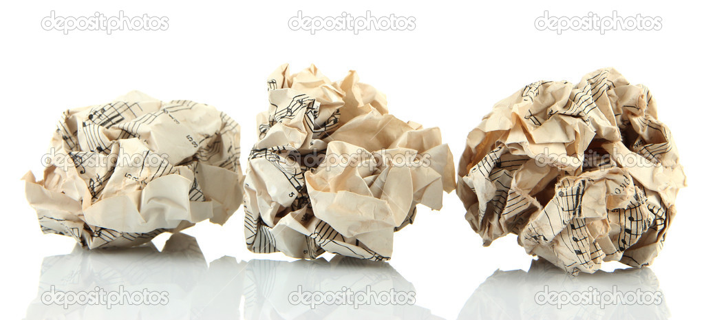 Crumpled paper balls isolated on white