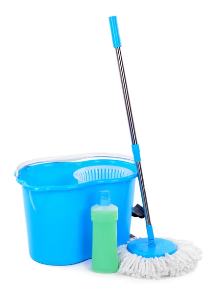 Different tools for cleaning floor in room — Stock Photo, Image