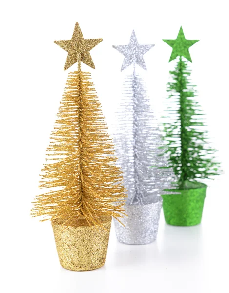 Decorative Christmas trees isolated on white — Stock Photo, Image