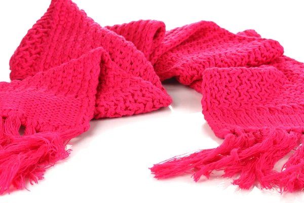 Warm knitted scarf pink isolated on white — Stock Photo, Image