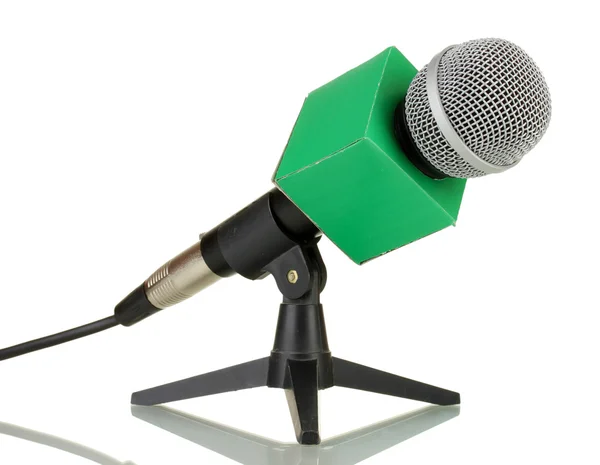 Mikrofon am Stativ isoliert auf weiß — Stockfoto