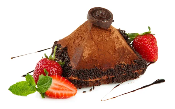 Deliziosa torta al cioccolato isolata su bianco — Foto Stock