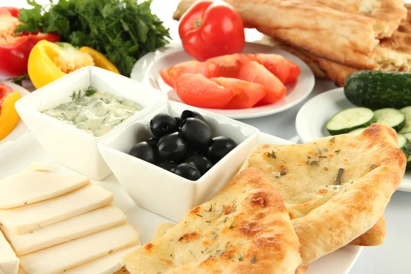 Traditionella turkiska frukost nära upp — Stockfoto