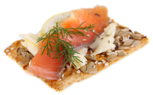 Zalm sandwich geïsoleerd op wit — Stockfoto