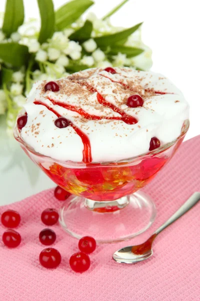 Tasty jelly on table on white background — Stock Photo, Image