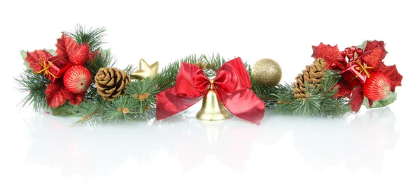 Composição das decorações de Natal isolado em branco — Fotografia de Stock