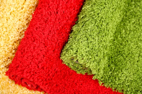 Sok szőnyegek színben Close-Up — Stock Fotó