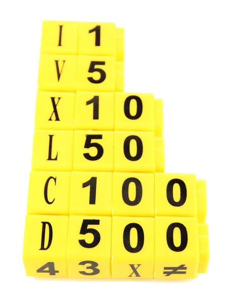 Cubos educativos con diferentes números aislados en blanco — Foto de Stock