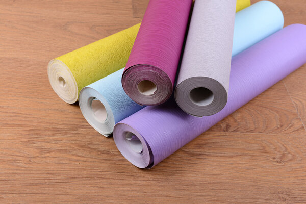 Wallpapers on wooden floor