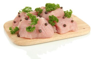 beyaz izole çiğ hindi eti