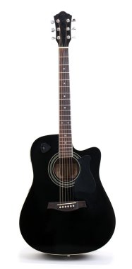 akustik gitar üzerinde beyaz izole