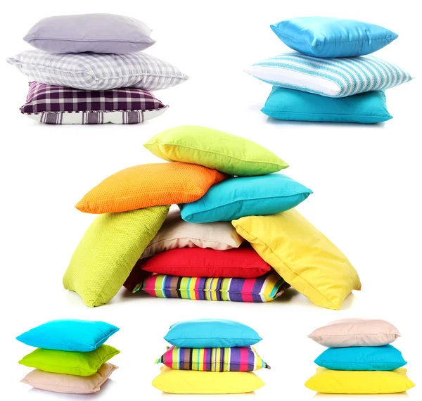 Colagem de travesseiros a cores — Fotografia de Stock