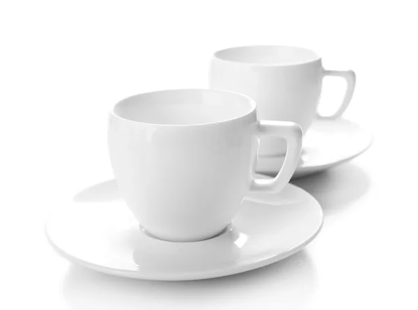 Witte cups geïsoleerd op wit — Stockfoto