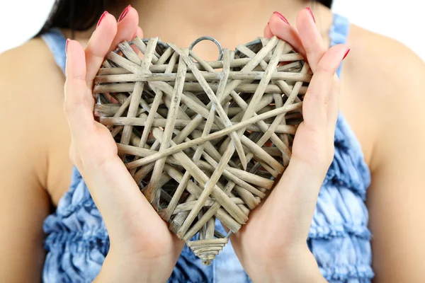 Frauenhände mit Herz aus nächster Nähe — Stockfoto
