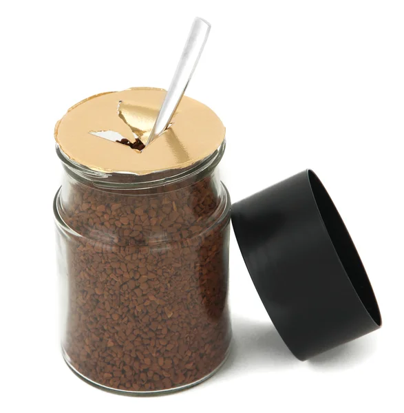 Słoik kawy instant na białym tle — Zdjęcie stockowe