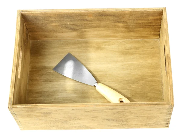 Instrumento en caja de madera, aislado en blanco — Foto de Stock