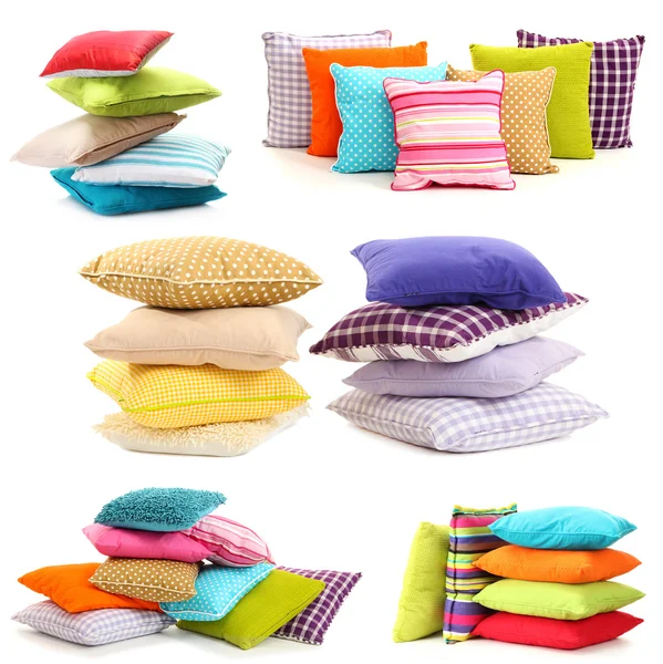 Colagem de travesseiros a cores — Fotografia de Stock