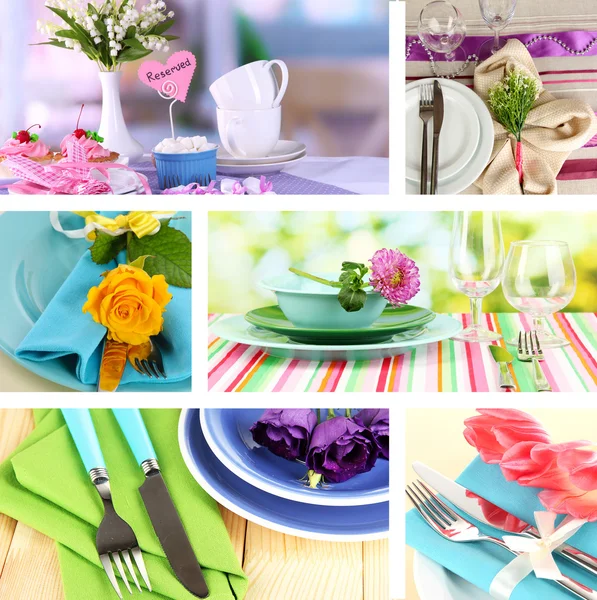 Collage of different table setting — Stock Photo, Image