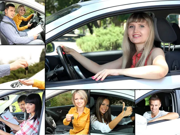 Bil kör collage — Stockfoto