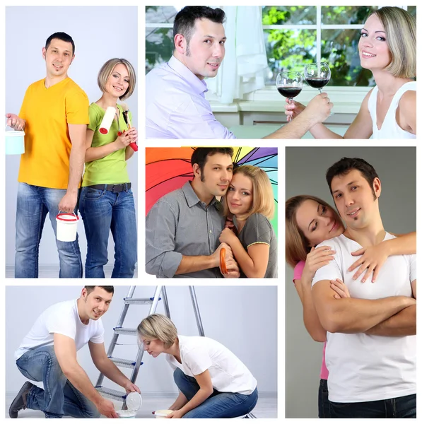 Collage of happy couple — Stock Photo, Image