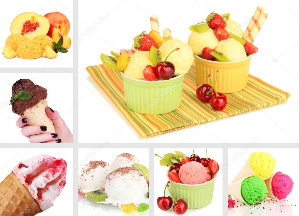 Collage of yummy ice-cream