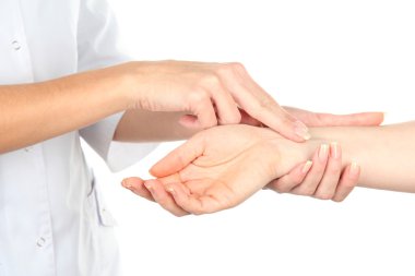 beyaz izole nabız ölçme