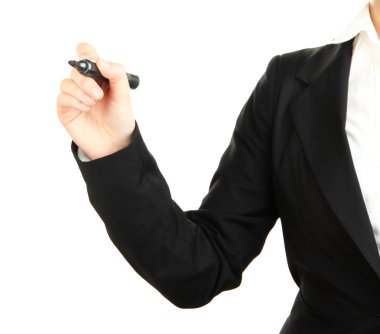 insan eli boş şeffaf beyaz tahta yazma