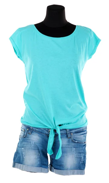 T-shirt feminina isolada sobre branco — Fotografia de Stock